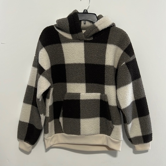 AMERICAN Eagle Hoodie Size Small Black and White Buffalo Check - Picture 1 of 8